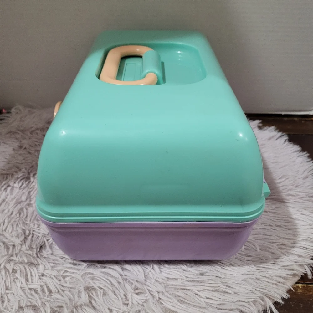 Vintage 90’s Caboodles of California Teal & Purple Makeup Box Case
